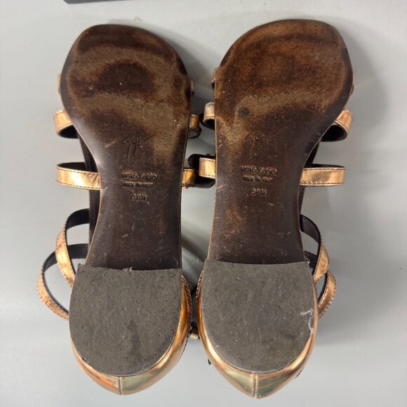 Giuseppe Zanotti Leather Gladiator Sandals in Rose Gold, Size 38.5 - Picture 9 of 16